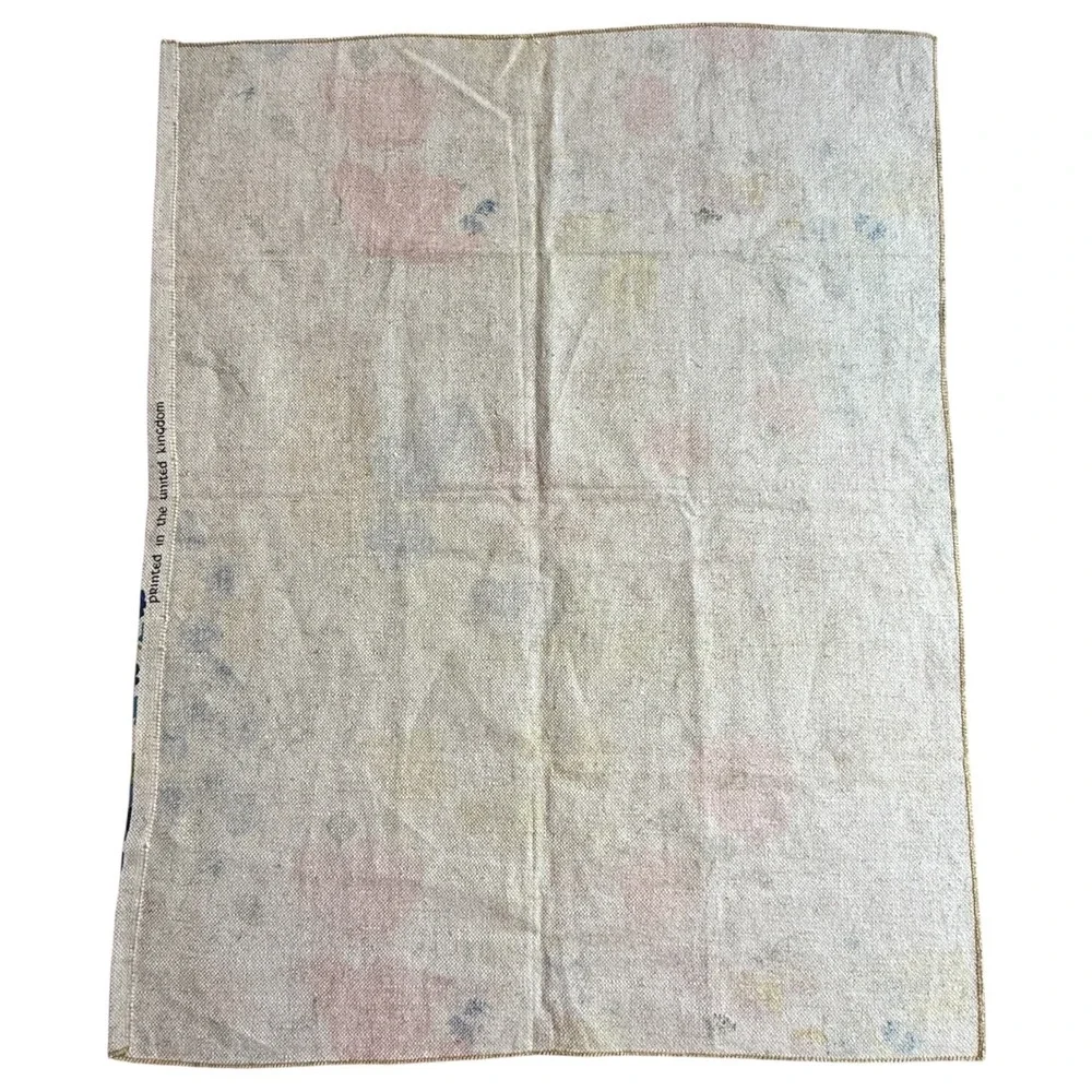 Vintage Small Tablecloth Linen Multi-Color Floral Poppy Sunflower UK Printed
